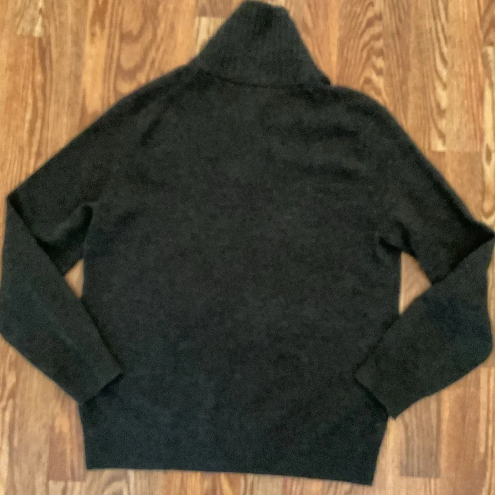 J. Crew 100% Lambswool Shawl Collar Pullover Sweater Dark Gray
